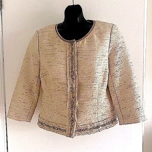 TRISTAN, 3/4 sleeve creme blazer fully lined echos of Jackie Kennedy Size Medium